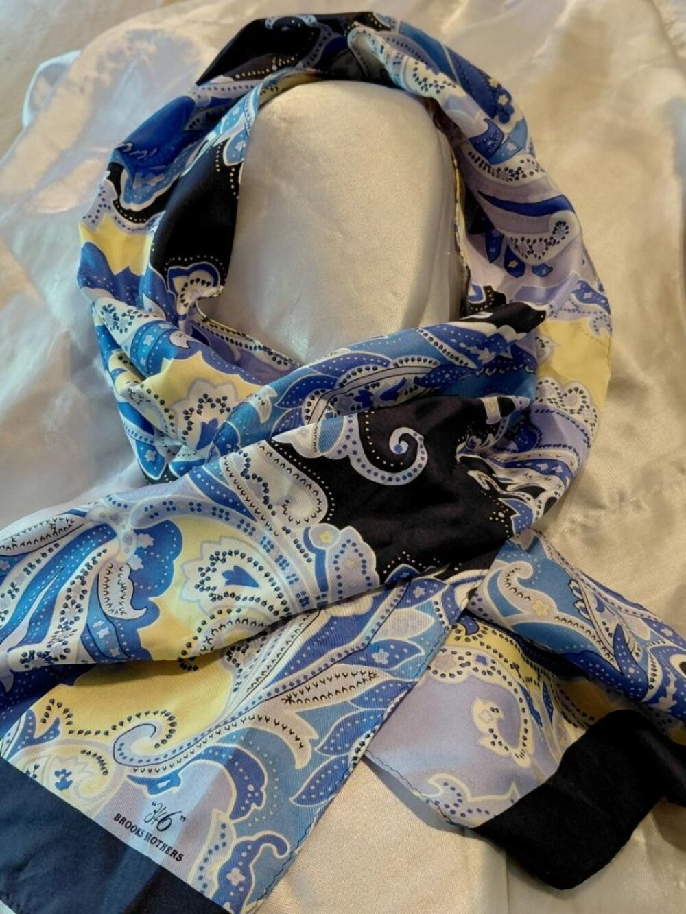 Brooks Brothers “346” Blue Paisley  100% Silk  Scarf